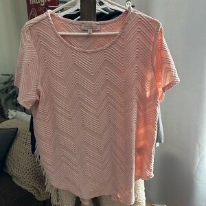 Philosophy Light Pink Zigzag Short Sleeve Top